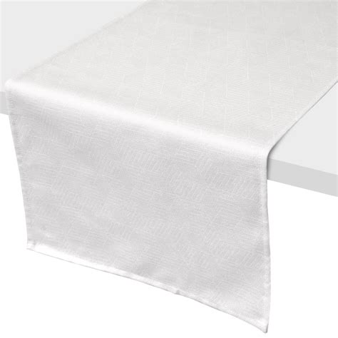 Chemin De Table X Cm Jacquard Coton Cube Blanc