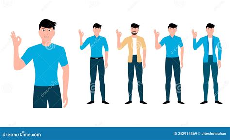 Happy Men Making Best Hand Gesture By Hand Flat Hand Gesture Vector