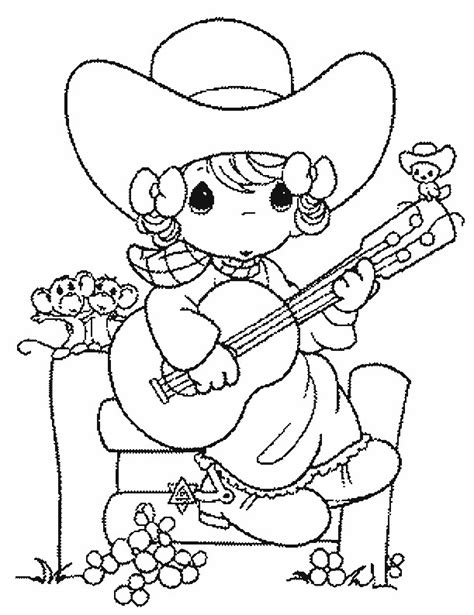 Coloriage Une Petite Cowgirl Joue De La Guitare Dessin Gratuit Imprimer