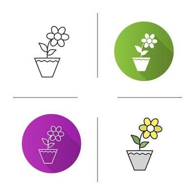 Tulip Icon Flat Design Linear And Color Styles Isolated Vector