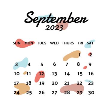 September 2023 Calendar Clipart Vector, Calendar Clipart, September ...