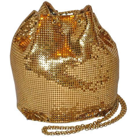 Whiting And Davis Fully Lined Gilded Gold Hardware Mesh Drawstring Evening Bag At 1stdibs