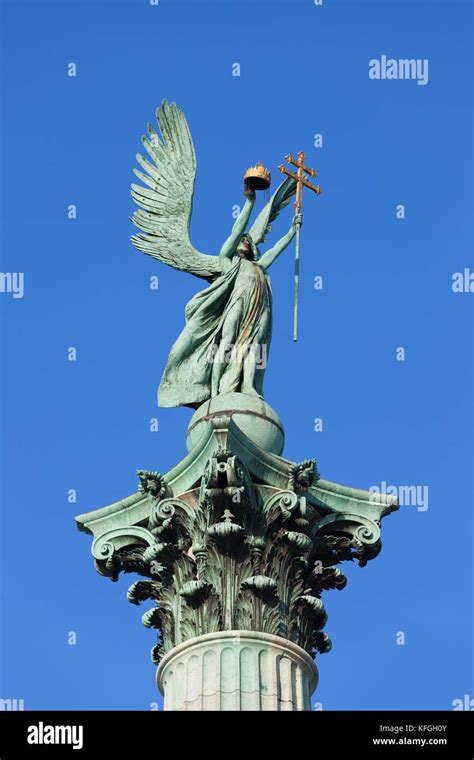 Archangel Gabriel Statue Holding Holy Crown Of St Stephen And