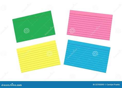 Different Colored Blank Index Cards Isolated Stock Image - Image of ...