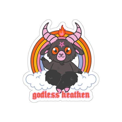 Godless Heathen Cute Baphomet Stickers Etsy Candle Art Godless