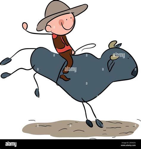 Boy Riding Bull Stock Vector Images Alamy