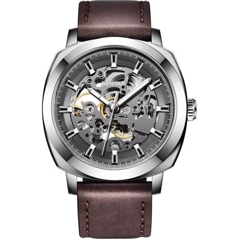 Benyar Montre Automatique Étanche Pour Homme Avec Bracelet En Cuir