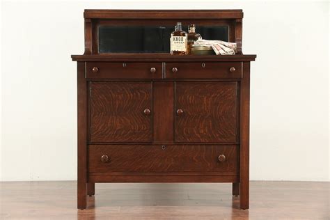 Sold Oak Antique Craftsman Sideboard Server Or Buffet Beveled