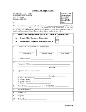 Fillable Online Format Of Application Please Affix Your Recent Passport