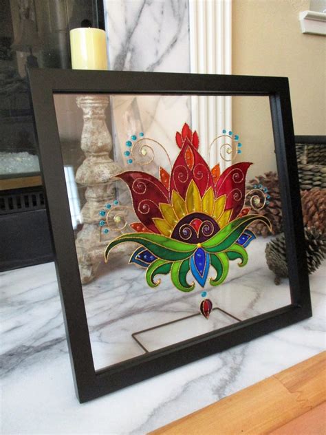 Lotus Art 13x13 Bohemian Decor Spiritual Art Suncatcher Etsy