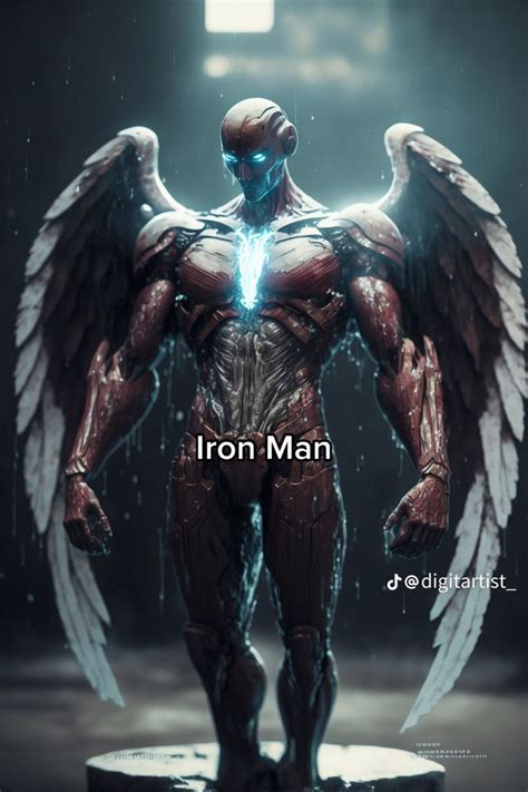 An Image Of A Man With Wings On His Chest And The Words Iron Man Above It