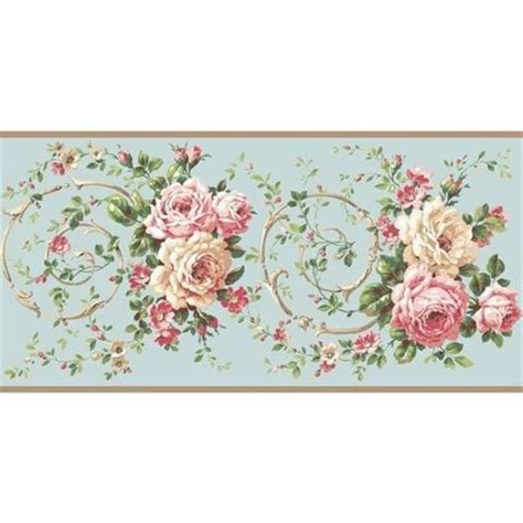 Rose Scroll Border BA4623B Discount Wallpaper Floral Wallpaper