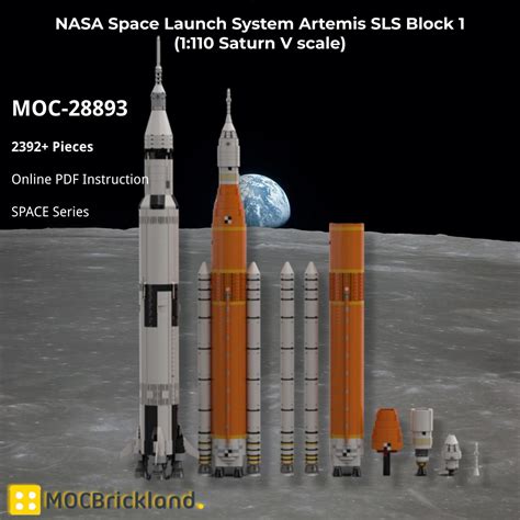 NASA Space Launch System Artemis SLS Block 1 (1:110 Saturn V scale) MOC-28893 Space with 2392 ...