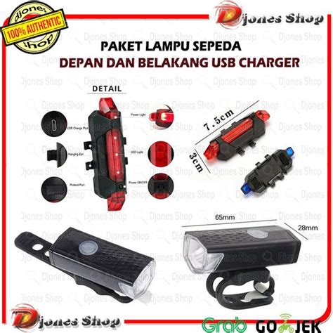 Jual Paket 2in1 Lampu Sepeda LED Light Depan Dan Belakang Rechargeable