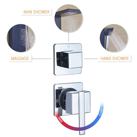 Rovate Stainless Steel Shower Panel Tower System Wall Mount Multi