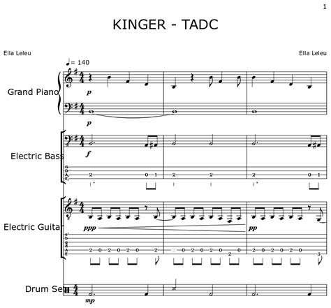 Kinger Tadc Sheet Music For Piano Electric Bass Electric Guitar