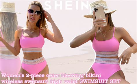 Shein Conjunto De Bikini De Piezas Con Bloques De Color Para Mujer