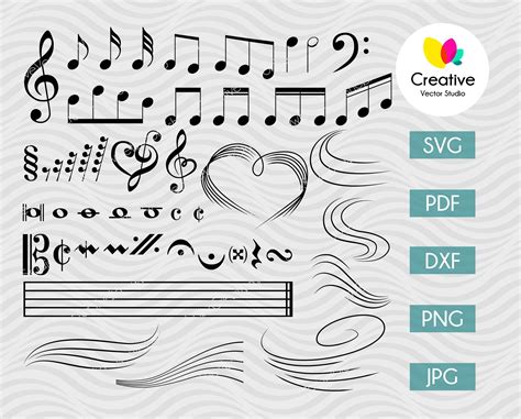 Music Notes Svg Bundle Cut File Creative Vector Studio Images And