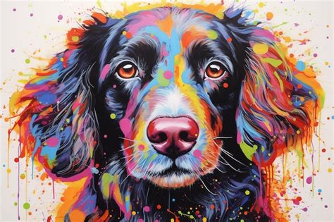 Premium Ai Image Colorful Dog Painting