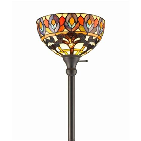 Amora Lighting 72 In Tiffany Style Peacock Torchiere Floor Lamp Am1086fl12 The Home Depot