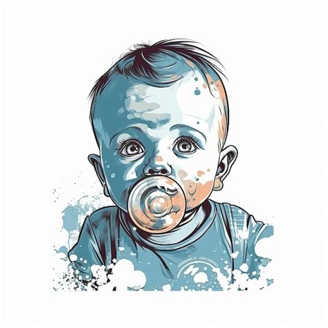 Bebé con chupete ilustración vectorial para camiseta Foto Premium