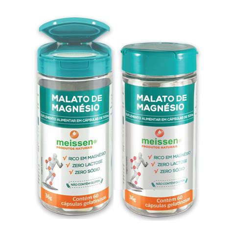 Kit 2 X Malato De Magnésio 60 Cápsulas 500Mg Meissen no Shoptime