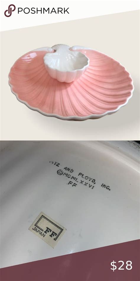 Vintage Fitz Floyd Pink White Shell Serving Dish