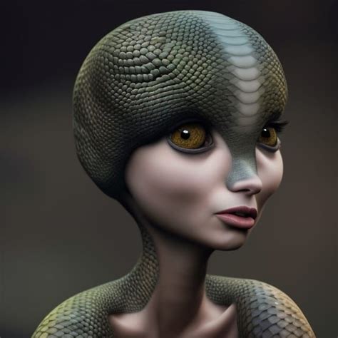 Anthropomorphic Female Snake Naja Species Inspired By Margaret Keane