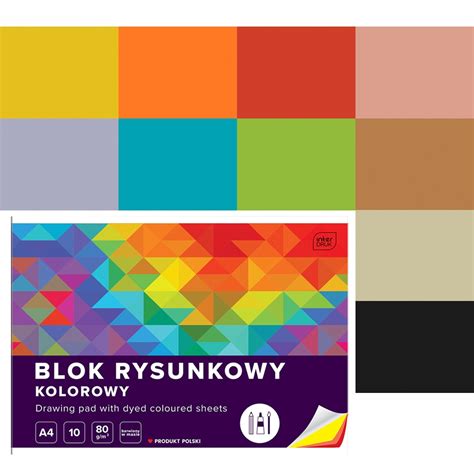 BLOK RYSUNKOWY KOLOROWY A4 10 KARTEK 80g INTERDRUK 13514548827 Allegro Pl