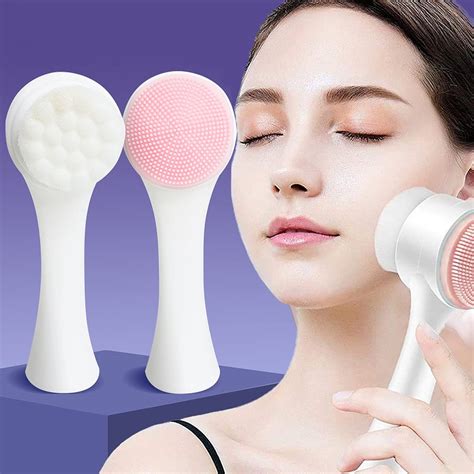 Wolpin Facial Cleaning Brush Double Sided Deep Pore Cleaning Manual 2 In 1 Face Cleansing