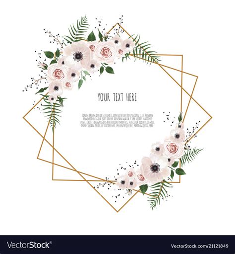 Card With Flowers And Geometrical Frame Floral Vector Image