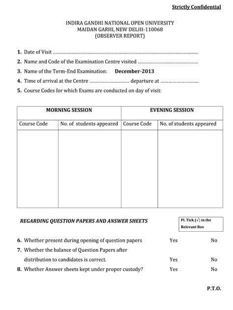 Fillable Online Ignourcjmu Nic Observer Report And Bill Claim Format