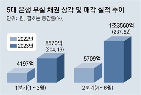 5대 시중銀 상반기 2조원대 부실채권 털어작년 전체 맞먹어 네이트 뉴스