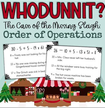 Christmas Order Of Operations Mystery Whodunnit Printable And Digital