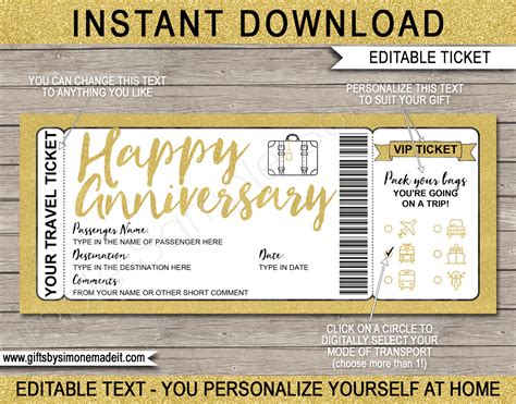 Printable Travel Ticket Gift Template | Surprise Vacation Reveal