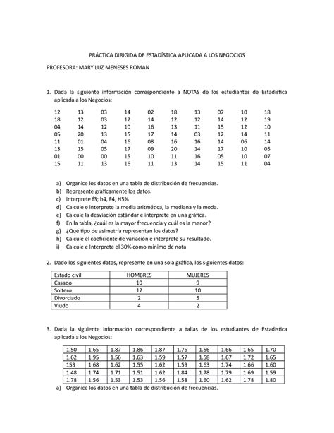 PRÁ Ctica Dirigida 1 DE Estadí Stica Aplicada A LOS Negocios UTP