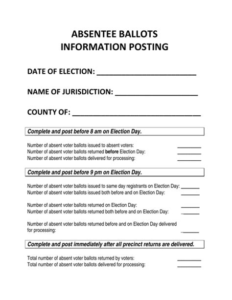 Michigan Absentee Ballots Information Posting Fill Out Sign Online