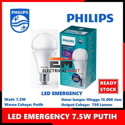 Lampu Emergency Led Bulb Rechargeable Philips Led W W Watt E