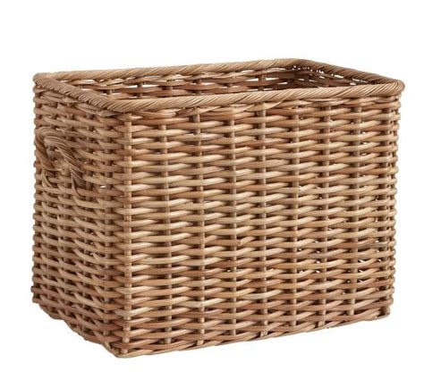 Aubrey Woven Oversized Rectangle Basket Natural Wicker Pottery Barn Wicker Baskets