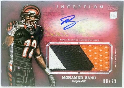 Mohamed Sanu Topps Inception Ajp Ms Red Rookie Patch Auto