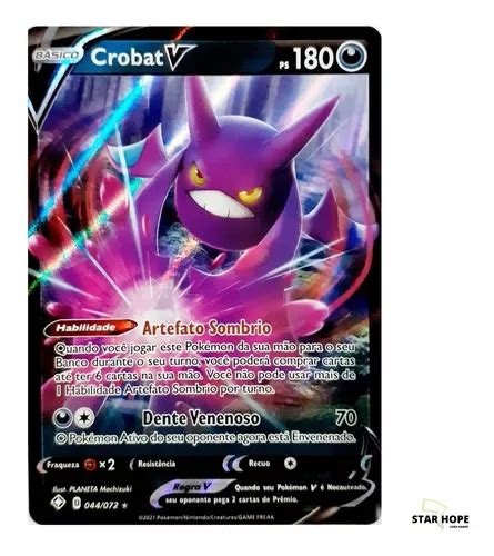 Carta Pokémon Crobat V Coleção Destinos Brilhante Brindes