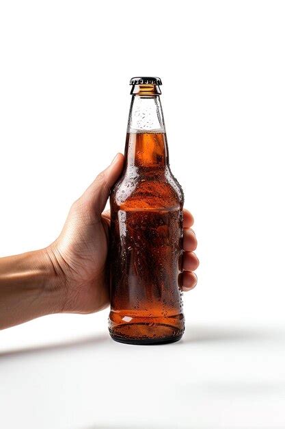 Una Mano Masculina Sosteniendo Una Botella De Cerveza Aislada En Un