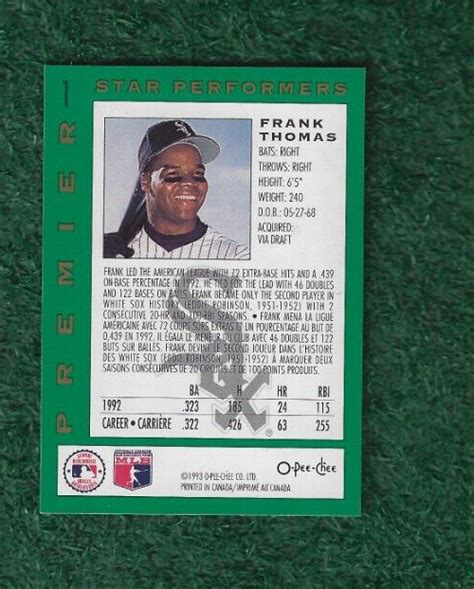 1993 O Pee Chee Premier Star Performers 1 Frank Thomas For Sale