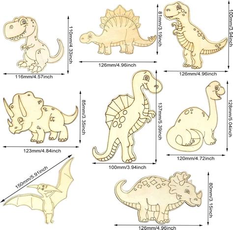 16pcs Unfinished Wood Cutouts Wooden Dinosaur Animal Cutouts Paint