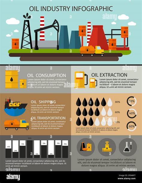 Oil Industry Infographic With Description Of Oil Consumption Oil