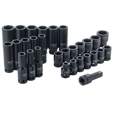 Piece In Drive Combination Impact Socket Set Pt Pc Dewalt