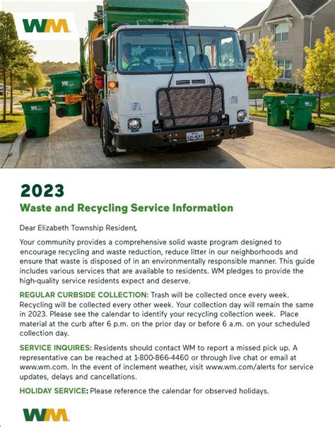 2023 Waste Management Waste and Recycle Collection Calendar