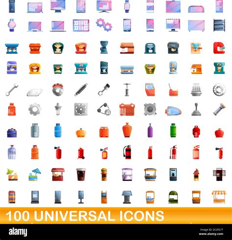 100 Universal Icons Set Cartoon Illustration Of 100 Universal Icons