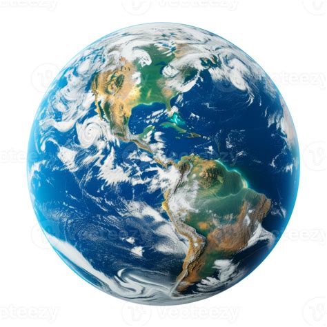 Ai Generated Blue Planet Earth Isolated On Transparent Background With