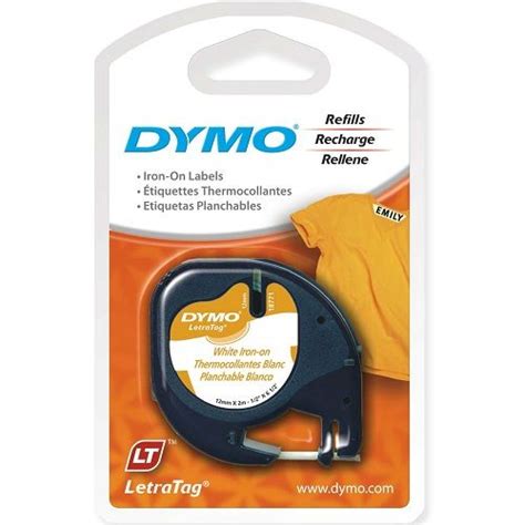 DYMO 18771 Black On White LetraTag Fabric Iron On Label Tape 12mmx2m